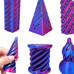 6 Stück Spiral Cone Fidget Toy 3D Gedrucktes Kegel Spielzeug Set, Pyramid Spirale Sensory Toys Passthrough zur Stressabbau, Anti Stress Spielzeug für Konzentration, Fidget Toys Erwachsene (Laser Lila)